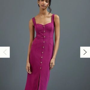 Anthropologie Maeve Knit Midi Dress SIZE 4 moss olive green sleeveless buttons